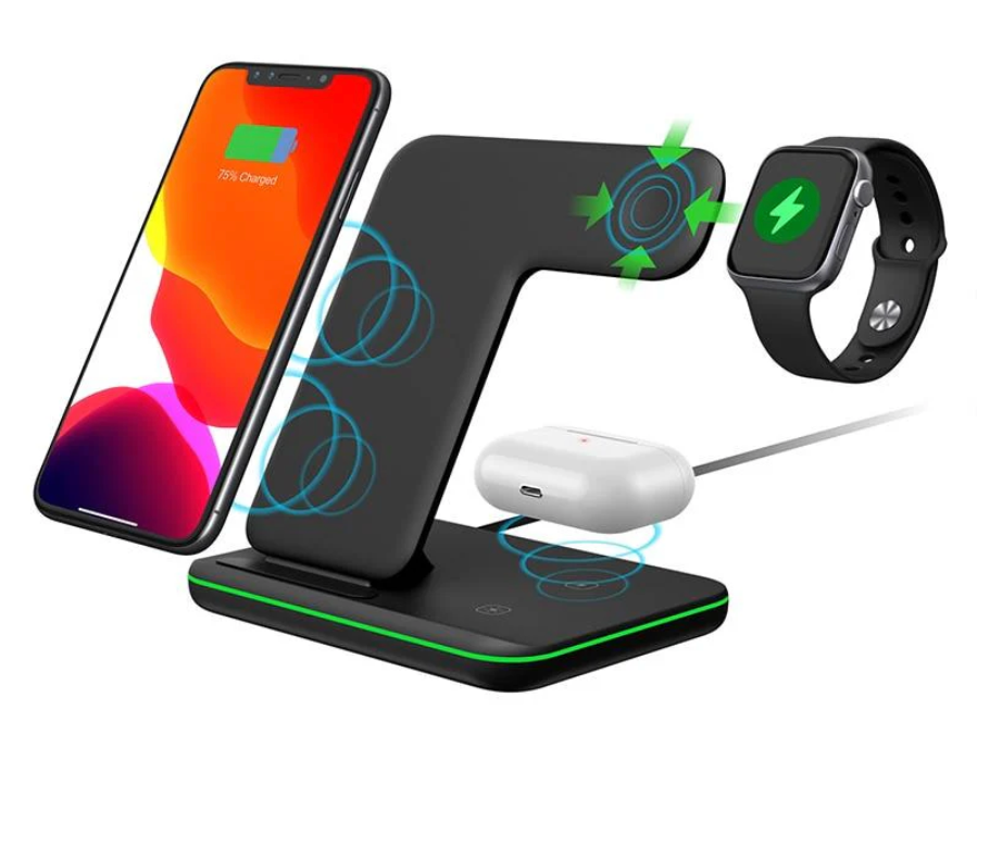 ⭐ ChargeX Pro™ – Cargador Inalámbrico 3 en 1 (15W) para iPhone, Apple Watch y AirPods